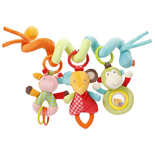 Fehn 074451 Espiral de actividades Safari, espiral de tela para agarrar y experimentar, para la cama, el cochecito o el corralito, Para bebés y niños pequeños desde nacimiento, Medidas: 30cm de largo