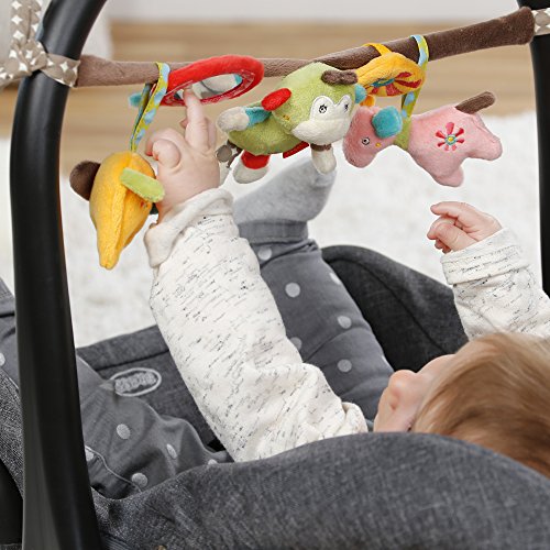 Fehn 074550 Cadena para cochecito Safari, cadena móvil con simpáticas figuras para colgar en el cochecito, en la sillita del coche o la cuna, Para bebés y niños pequeños, Longitud: 45 cm