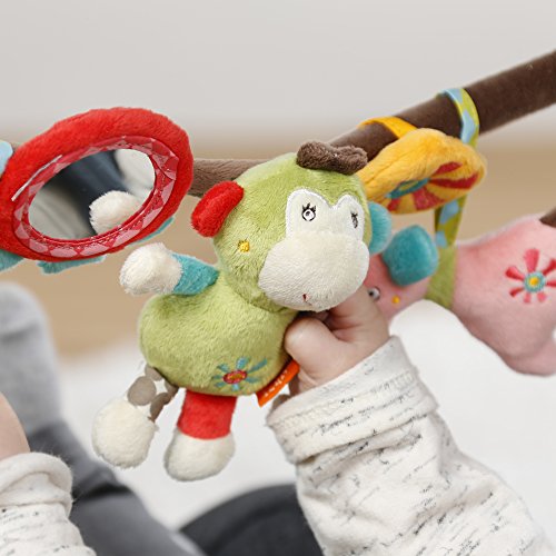 Fehn 074550 Cadena para cochecito Safari, cadena móvil con simpáticas figuras para colgar en el cochecito, en la sillita del coche o la cuna, Para bebés y niños pequeños, Longitud: 45 cm