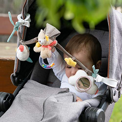 Fehn Bruno 060492 - Cadena para cochecito, cadena móvil con simpáticas figuras para colgar en el cochecito, la sillita del coche, la cuna o el arco de juego, para bebés y niños pequeños