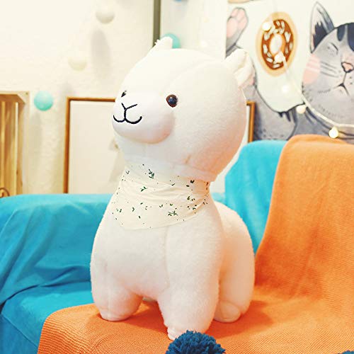 FeiWen Juguetes De Animales Peluche Alpaca Suaves Sonrisa Bufanda Animales Juguete De Peluche para Niños (Blanco 35cm)