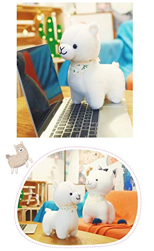 FeiWen Juguetes De Animales Peluche Alpaca Suaves Sonrisa Bufanda Animales Juguete De Peluche para Niños (Blanco 35cm)