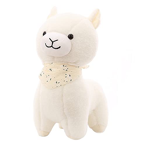 FeiWen Juguetes De Animales Peluche Alpaca Suaves Sonrisa Bufanda Animales Juguete De Peluche para Niños (Blanco 35cm)