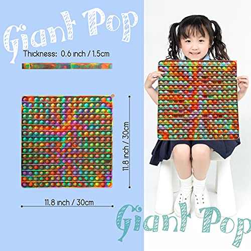 Fettinow Pop Its Gigante XXL - 20 cm Jumbo It Pop- Juguete Enorme Pop Its Fidget - Juguete Sensorial Big It Pop Grande para Aliviar El Estrés (Arco Iris) (30CM Policromo Plaza)