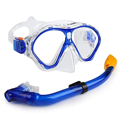 FGHJKOO Gafas de buceoTubo de respiración para Traje de Buceo Infantil,Máscara de Buceo antivaho y antifugas, Gafas de Snorkel, Gafas de Buceo, Gafas de natación, Unisex