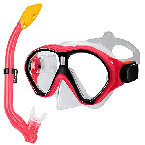 FGHJKOO Gafas de buceoTubo de respiración para Traje de Buceo Infantil,Máscara de Buceo antivaho y antifugas, Gafas de Snorkel, Gafas de Buceo, Gafas de natación, Unisex