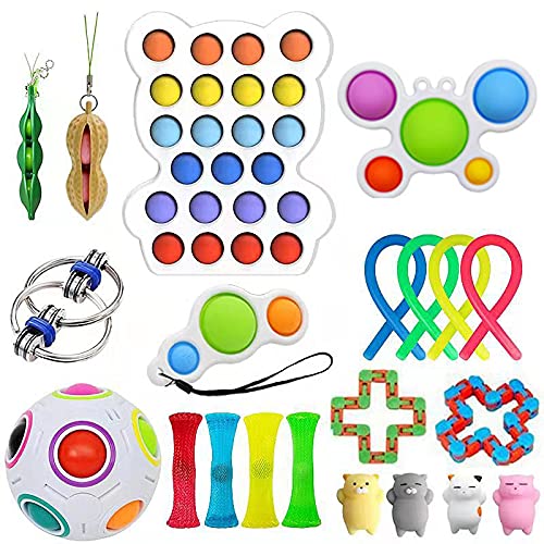 Fidget Toys Pack - Push Bubble Pop Toy Juego de Juguetes para aliviar el estrés y la ansiedad para niños autistas Adultos Ansiedad Autismo Juguetes Especiales para Regalos de Fiesta de cumpleaños