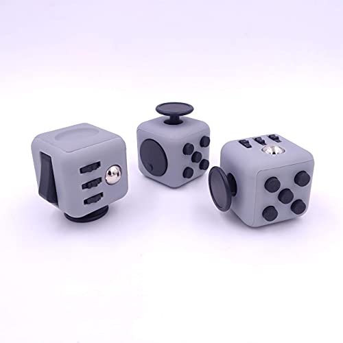 FIDGETARIAN Cubo Antiestres Niños Adultos - Fidget Toy Anti Estrés - Juguetes Antiestres con 6 Módulos Relajantes - Figet Toys Juguetes para Adultos Adolescentes y Niños - Gris Negro