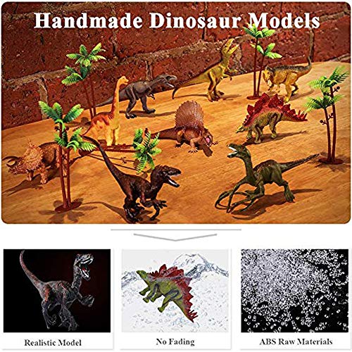 Figura de juguete de dinosaurio con juego de actividades Mat & Trees, juego educativo desmontable y ensamblado para crear un mundo de dinosaurios realista que incluye T-Rex, Velociraptor, Triceratops