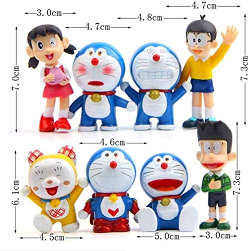 Figuras de Anime Modelo de Dibujos Animados de Anime japonés Doraemon PVC Mini Juguetes muñecas 8 unids / Set coleccionables Anime Regalos Juguetes Kits de Modelo