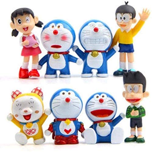 Figuras de Anime Modelo de Dibujos Animados de Anime japonés Doraemon PVC Mini Juguetes muñecas 8 unids / Set coleccionables Anime Regalos Juguetes Kits de Modelo