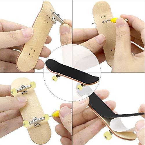 Fingerboard Finger Skateboards, Mini diapasón, Patineta de Dedos Profesional Maple Wood DIY Assembly Skate Boarding Toy Juegos de Deportes Kids (Amarillo)