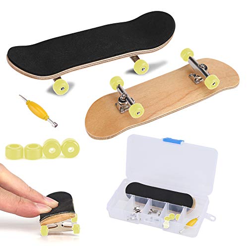 Fingerboard Finger Skateboards, Mini diapasón, Patineta de Dedos Profesional Maple Wood DIY Assembly Skate Boarding Toy Juegos de Deportes Kids (Amarillo)