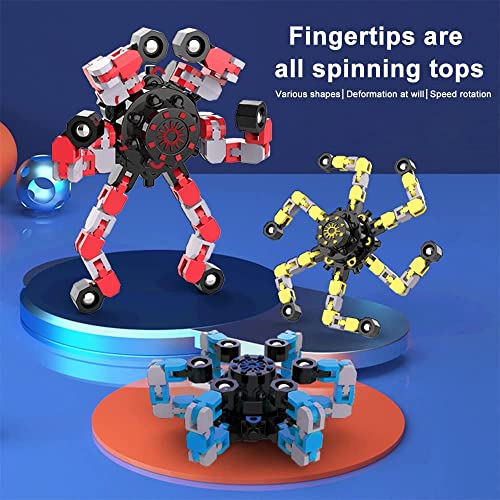 Fingertip Spin Top Toy, descompresión Fidget Transformable Robot Cadena Spinner Juguete de Mano Antiestrés Spinning Top para niños y Adultos, Escritorio de bajo Nivel de Ruido Juguete de Enfoque – 2