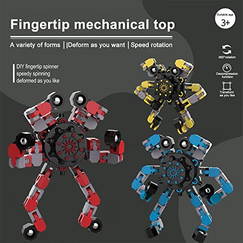 Fingertip Spin Top Toy, descompresión Fidget Transformable Robot Cadena Spinner Juguete de Mano Antiestrés Spinning Top para niños y Adultos, Escritorio de bajo Nivel de Ruido Juguete de Enfoque – 2