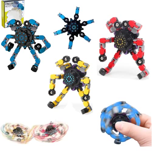 Fingertip Spin Top Toy, descompresión Fidget Transformable Robot Cadena Spinner Juguete de Mano Antiestrés Spinning Top para niños y Adultos, Escritorio de bajo Nivel de Ruido Juguete de Enfoque – 2