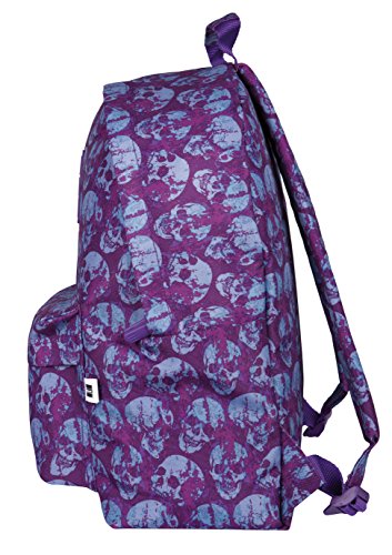 Finocam Prints Skulls Mochila Tipo Casual, 41 cm, 20 Litros, Morado