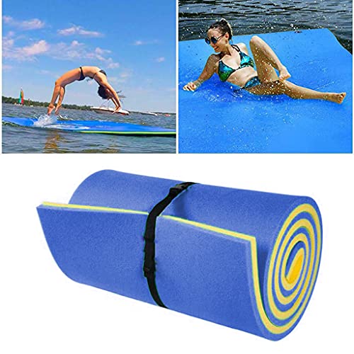 FITYLE Alfombra Flotante de Piscina Cojín Alfombrilla Flotante de Agua de Espuma XPE Antidesgarro para Playa Piscina Verano, para Adultos, Azul y Amarillo