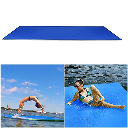 FITYLE Alfombra Flotante de Piscina Cojín Alfombrilla Flotante de Agua de Espuma XPE Antidesgarro para Playa Piscina Verano, para Adultos, Azul y Amarillo