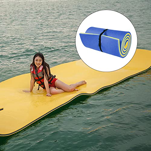 FITYLE Alfombra Flotante de Piscina Cojín Alfombrilla Flotante de Agua de Espuma XPE Antidesgarro para Playa Piscina Verano, para Adultos, Azul y Amarillo