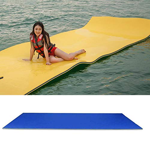 FITYLE Alfombra Flotante de Piscina Cojín Alfombrilla Flotante de Agua de Espuma XPE Antidesgarro para Playa Piscina Verano, para Adultos, Azul y Amarillo