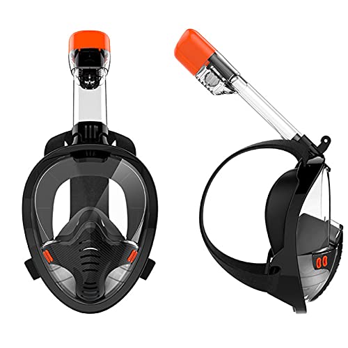 FKZX Máscara de Buceo de Snorkel con Montaje de cámara de acción, diseño de Anti-Fugas Anti-Niebla con Facilidad, máscara de Snorkel de Cara Completa Black-S/M