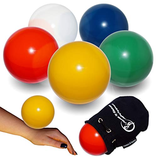 Flames N Games Pelota de contacto de práctica + bolsa de ante – Bolas de contacto profesionales para todas las habilidades. Disponible en 3 tamaños y 5 colores (blanco, 100 mm)