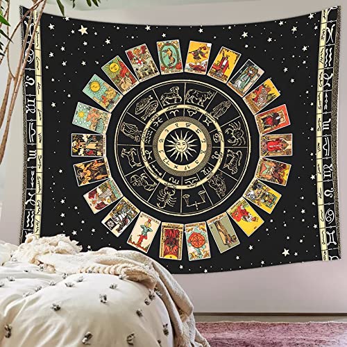 Flavta Mandala Tarot Tarjeta Tapiz Rueda De La Carta Del Zodiaco Astrología El Gran Arcana Tarot Sun Y Moon Wall Colgando La Decoración Del Hogar 59x90inch Polyester