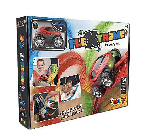 Flextreme - Set Coche con pista personalizada de hasta 4.4 metros, para niños a partir de 3 años, 36 x 7 x 32 cm