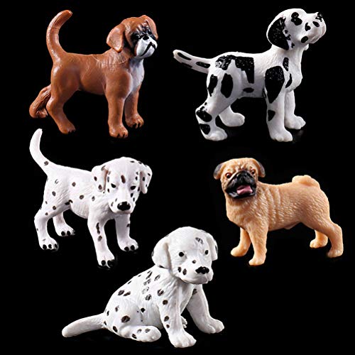 FLORMOON 10 unids Figura Animal Realista Figuras Lindas del Perrito Juego de Juguetes de Figuras de Perro Emulational pintadas a Mano Cachorro Bona Golden Retriever Cachorro dálmata para niños