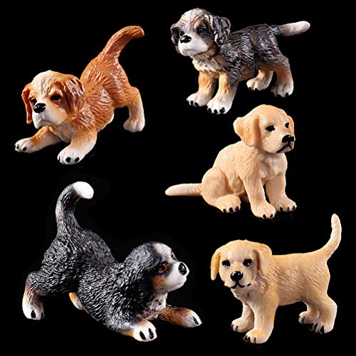 FLORMOON 10 unids Figura Animal Realista Figuras Lindas del Perrito Juego de Juguetes de Figuras de Perro Emulational pintadas a Mano Cachorro Bona Golden Retriever Cachorro dálmata para niños