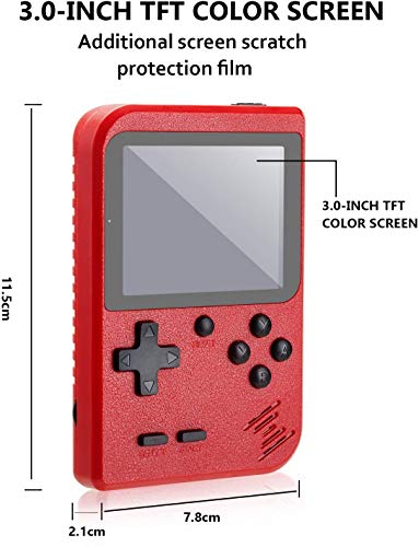 Flybiz Consola de Juegos Portátil, 3 Pulgadas Consola de Juegos portátil Pantalla HD Consola de Juegos Retro con 400 Juegos, Soporte conectar TV, Regalo de Cumpleaños para los Niños Padres ,Rojo