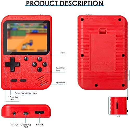 Flybiz Consola de Juegos Portátil, 3 Pulgadas Consola de Juegos portátil Pantalla HD Consola de Juegos Retro con 400 Juegos, Soporte conectar TV, Regalo de Cumpleaños para los Niños Padres ,Rojo