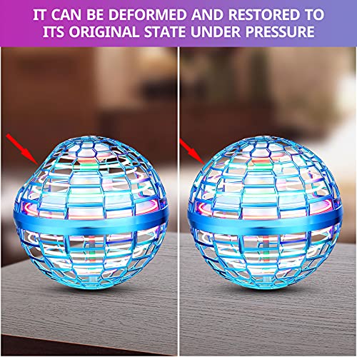 Flynova pro, orbe de mosca giratorio de 360 ​​° con luces, orbe volador en 3 colores, adecuado para juegos de niños y descompresión de adultos (interior y exterior) (Azul)