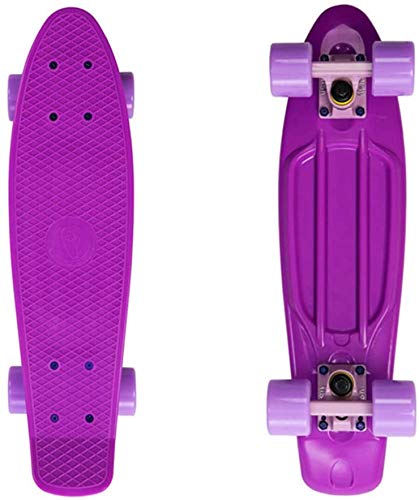 FMXYMC Mini patineta, Tabla de Crucero Penny Cruiser de 22", Tablas de Skate para Principiantes, Tabla Antideslizante para Tablas pequeñas al Aire Libre Sport Street,Púrpura