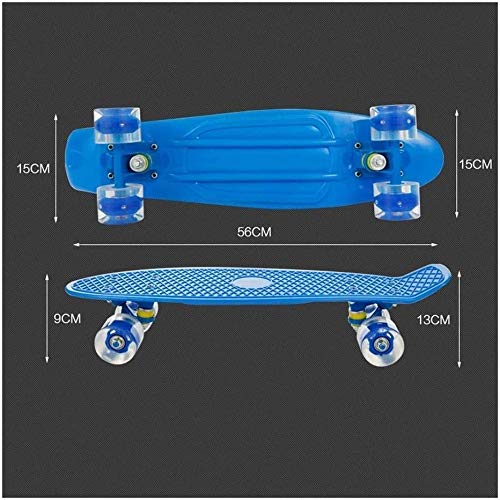 FMXYMC Tabla de Skate Pastel Mini de 22", patineta Retro Penny Cruiser, patineta para Principiantes con Luces LED en Color de 4 Ruedas, Tabla Larga Completa, para niños/Adultos,Negro