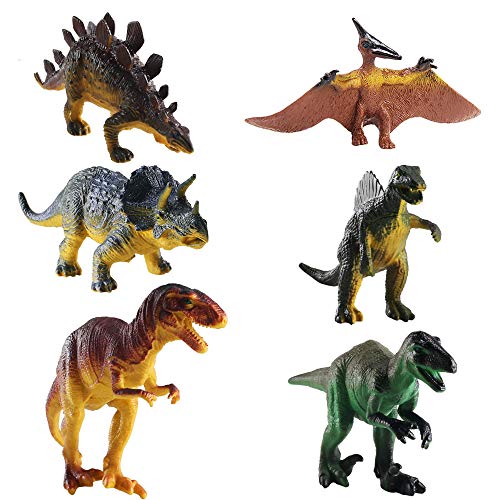 FOGAWA 6Pz Juguete Dinosaurio de Plástico para 3 Años Dinosaurios Jurassic World con Indominus Rex Juguetes de Figuras de Dinosaurios Realistas para Niños Educación Infantil Regalo de Cumpleaños