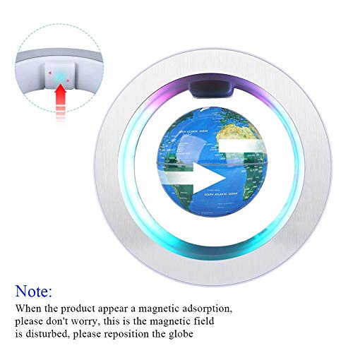 Forma C de Globo Flotante de levitación magnética rotación del mapa del mundo con luces LED Tierra Globo Para Decoración de Escritorio Regalo de Cumpleaños de Navidad (EU)