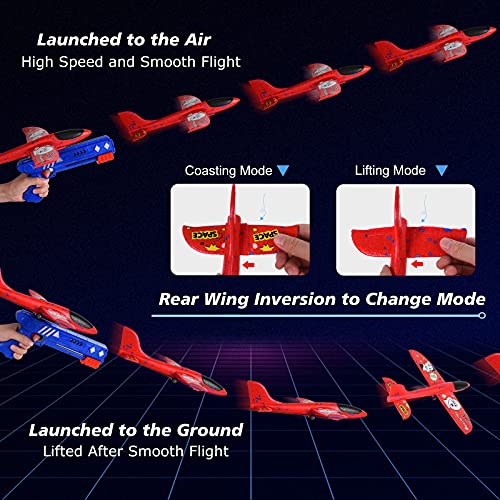 FORMIZON Avion de Juguete, Planos de Espuma, Juguete de Avión de Catapulta, Juego de Disparos Juguete de Avión, Deportes al Aire Libre Avión Planeador para Juguete Infantil Regalo (Rojo)