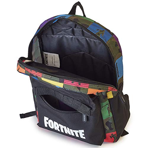 Fortnite Mochilas Escolares Juveniles Para Niños, Mochila Diseño Camuflaje, Bolsa Para el Colegio Viajes Deporte, Merchandising Oficial, Regalos Originales Para Niños Adolescentes (Negro/Multi)