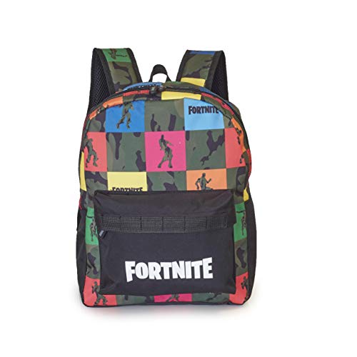 Fortnite Mochilas Escolares Juveniles Para Niños, Mochila Diseño Camuflaje, Bolsa Para el Colegio Viajes Deporte, Merchandising Oficial, Regalos Originales Para Niños Adolescentes (Negro/Multi)