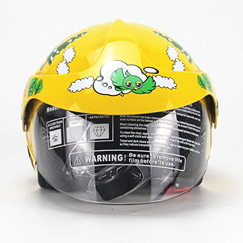 FQXM Casco para Motocicletas para niños, Casco Fuera de Carretera, Casco de Bicicletas para niños y Guantes, niños y niñas, Adecuado Durante 3-8 años,Amarillo