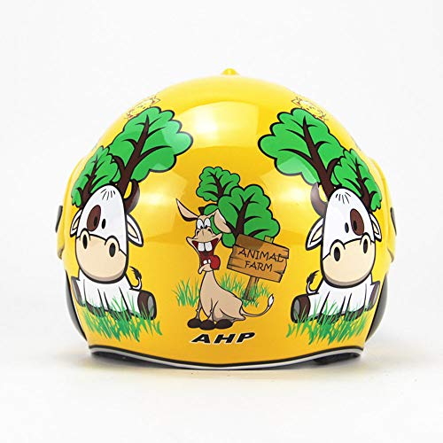 FQXM Casco para Motocicletas para niños, Casco Fuera de Carretera, Casco de Bicicletas para niños y Guantes, niños y niñas, Adecuado Durante 3-8 años,Amarillo