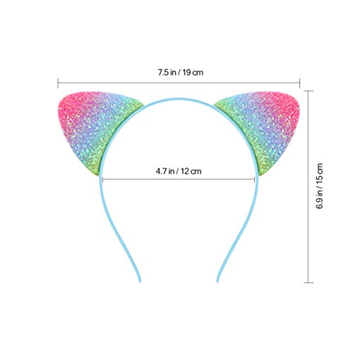 Frcolor - Diadema con orejas de gato, con lentejuelas brillantes, para fiestas diarias, 12 unidades