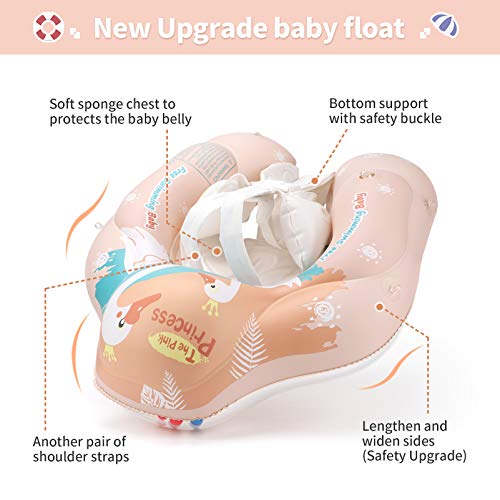 Free Swimming Baby Flotador inflable de natación para bebés ayuda a aprender a patear y nadar con un seguidor de inflado para la edad de 3 a 36 meses (rosa, S)