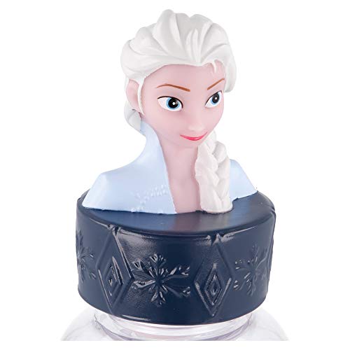 FROZEN 2 - ELSA | Botella de agua reutlizable para niños y niñas de plástico - diseño infantil con tapón de figurita 3D y capacidad de 560 ML - sin BPA