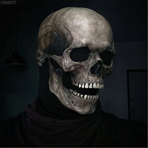 Full Head Skull Mask/Helmet with Movable Jaw, Call of Duty Mask,Halloween Skull Mask, Halloween Costume Party Latex Full Head Scary Mask (Dark Color)