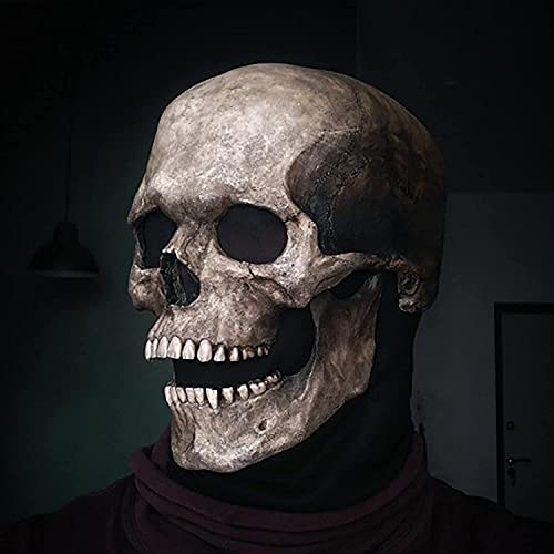 Full Head Skull Mask/Helmet with Movable Jaw, Call of Duty Mask,Halloween Skull Mask, Halloween Costume Party Latex Full Head Scary Mask (Dark Color)