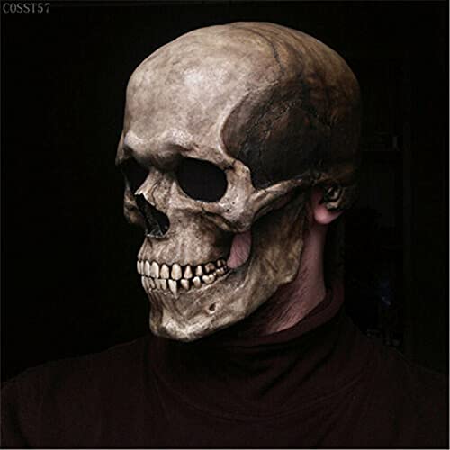 Full Head Skull Mask/Helmet with Movable Jaw, Call of Duty Mask,Halloween Skull Mask, Halloween Costume Party Latex Full Head Scary Mask (Dark Color)