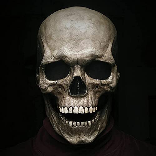 Full Head Skull Mask/Helmet with Movable Jaw, Call of Duty Mask,Halloween Skull Mask, Halloween Costume Party Latex Full Head Scary Mask (Dark Color)